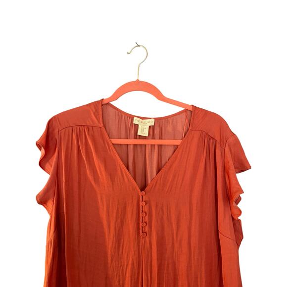 Cynthia Rowley V-Neck Blouse Top Flutter Sleeves Lightweight Summer Boho Career - Picture 3 of 8